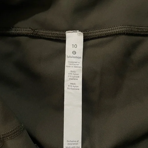 Lululemon Pace Rival Crop Leggings Dark Olive High Rise Size 10 - Picture 2 of 5